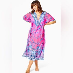 NWT Lilly Pulitzer Cuca Maxi Caftan Coveup. Pink Isle Slathouse Jungle